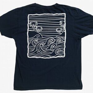 LCM INTERNATIONAL Unisex Large Surfing Cali Graphic T-Shirt Navy-A116